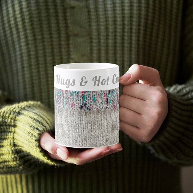 Custom Grey Speckle Winter | Hugs & Hot Cocoa  Coffee Mug (Creator Uploaded)