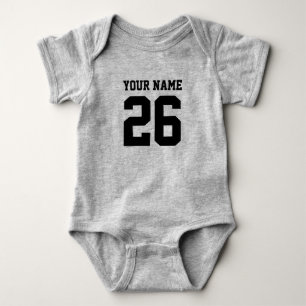 Custom grey sports football jersey baby bodysuits