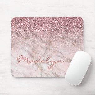 Custom Grey Taupe Blush Pink Marble Art Pattern Mouse Mat