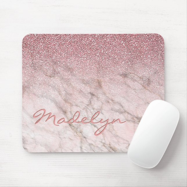 Custom Grey Taupe Blush Pink Marble Art Pattern Mouse Mat (With Mouse)