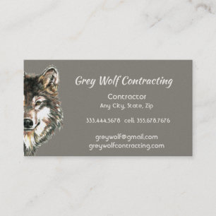 Custom Grey Wolf Contractor  Business Card