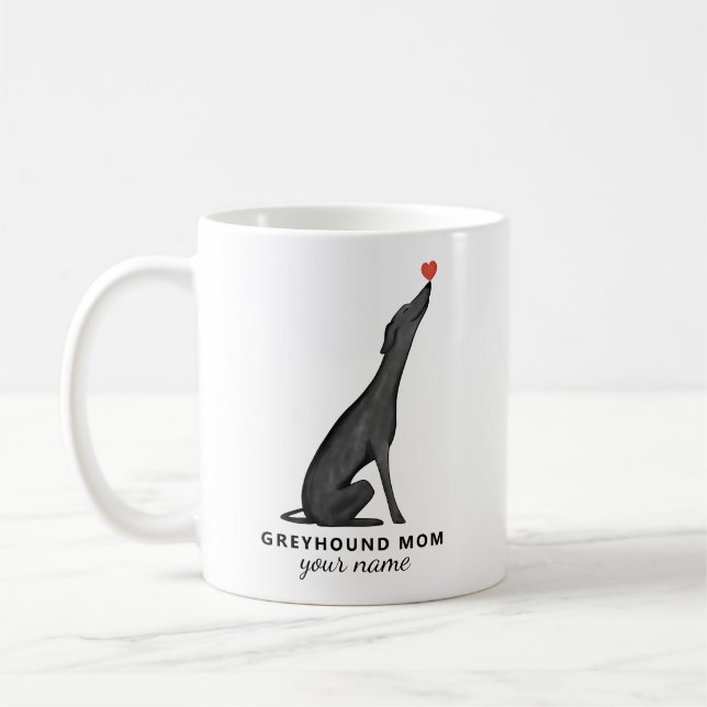 Custom Greyhound Mum Mug, Personalised Text Mug (Left)