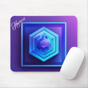 Custom Grid Mouse Pad with Blue Art Design