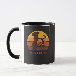 Custom Grill Master Dad Retro Sunset Personalised  Mug