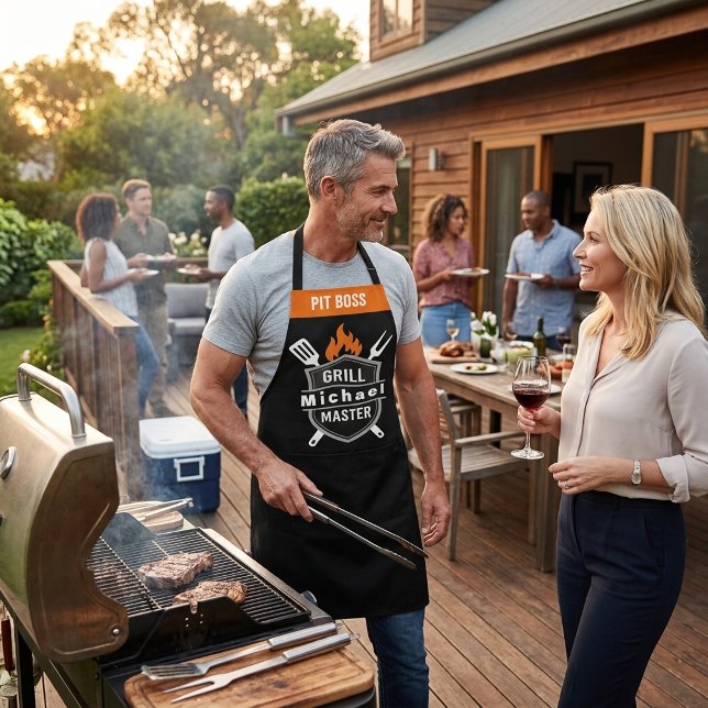 Custom Grill Master Monogram Apron - BBQ Chef Gift (Creator Uploaded)