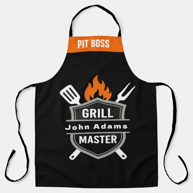Custom Grill Master Monogram Apron -Chef Name Gift (Front)
