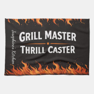 Custom Grill Master Thrill Caster BBQ Fire Dad Nam Tea Towel