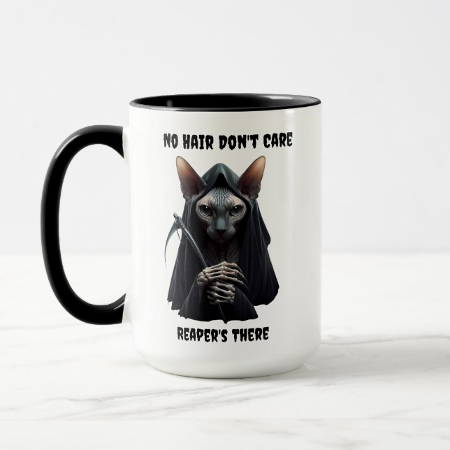 Custom Grim Reaper Sphynx Cat No Hair Don't Care  Mug (Left)