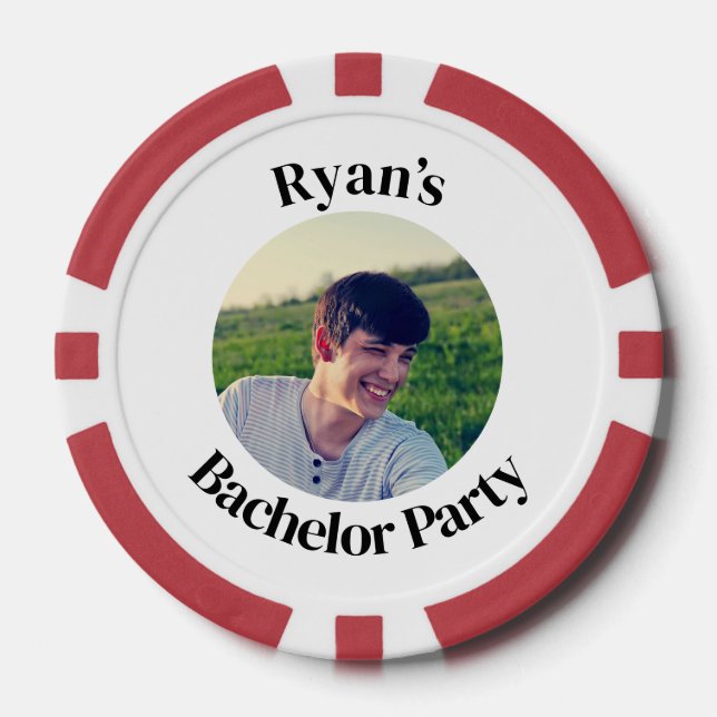 Custom Groom Face Bachelor Party  Poker Chips (Front)