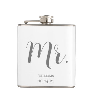 Custom Groom Script Wedding Hip Flask