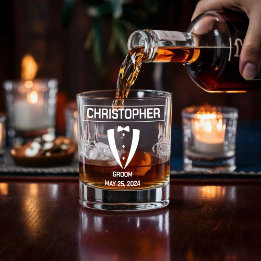 Custom Groom whiskey glass