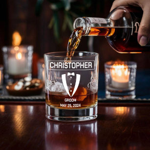Custom Groom whiskey glass