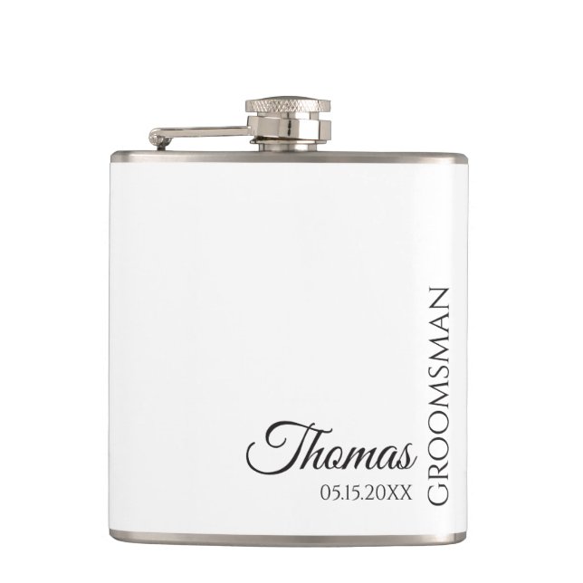 Custom Groomsman Best Man Wedding Monogram Hip Flask (Front)