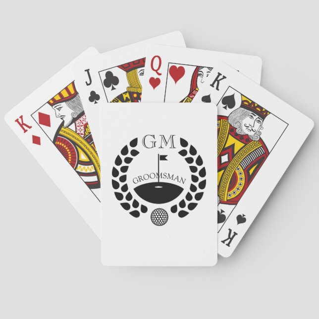Custom Groomsman Monogram Name Playing Cards (Back)