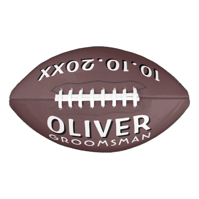 Custom Groomsman Name Wedding Date Keepsake American Football (Front)