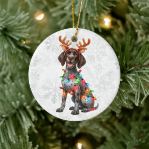 Custom GSP 1st Christmas with Reindeer Antlers Ceramic Tree Decoration