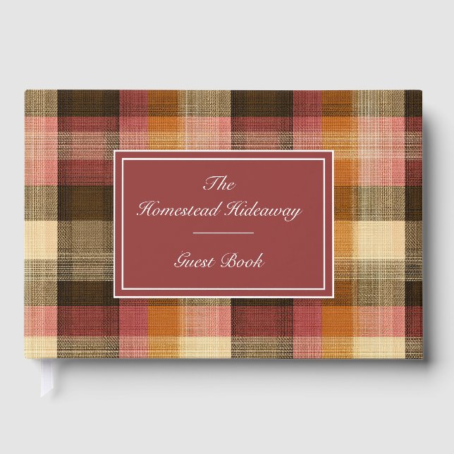 Custom Guest Book Gingham Style Vacation Rentals (Front)