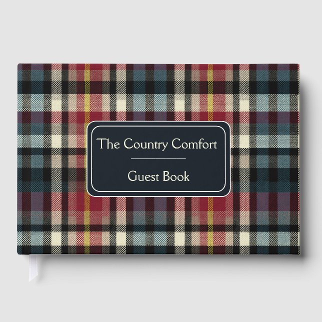 Custom Guest Book Gingham Style Vacation Rentals (Front)