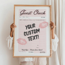 Custom Guest Check Personalised Quote Pink Poster