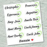 Custom Guest List 10 Names Calligraphy Half Heart<br><div class="desc">Elevate any occasion with our stunning design featuring a half heart symbol personalised with your names. Ideal for weddings,  birthday parties,  and beyond! Effortlessly customise these stickers with your names or text. - designed with ❤ by Zaubershirts -</div>