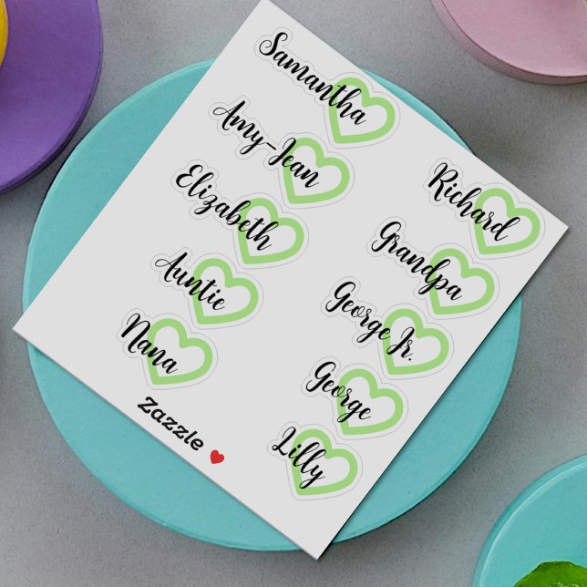 Custom Guest List 10 Names Calligraphy Mint Heart (Creator Uploaded)