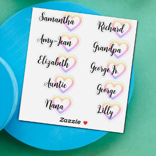 Custom Guest List 10 Names Calligraphy Ombre Heart