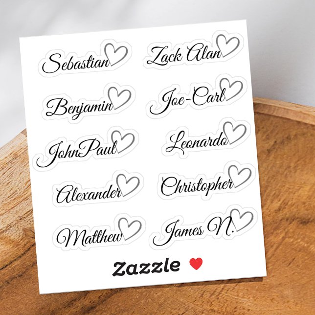 Custom Guest List 10 Names Grey Calligraphy Heart  (Creator Uploaded)