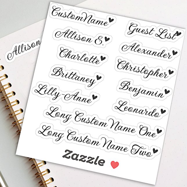 Custom Guest List 12 Names Calligraphy Tiny Heart (Creator Uploaded)