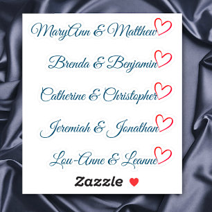 Custom Guest List Couple Names Calligraphy Heart