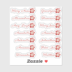 Custom Guest List Name Calligraphy Hawaii Soft Red