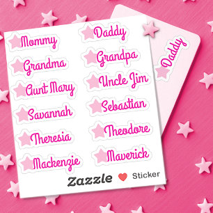 Custom Guest List Names Cute Stars Bright Pink