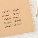Custom Guest List Names Pink Calligraphy Heart<br><div class="desc">A gorgeous design featuring a pink calligraphy heart with your individual custom names on it. Easily customise this stickers to your names or text! - designed with ❤ by Zaubershirts -</div>