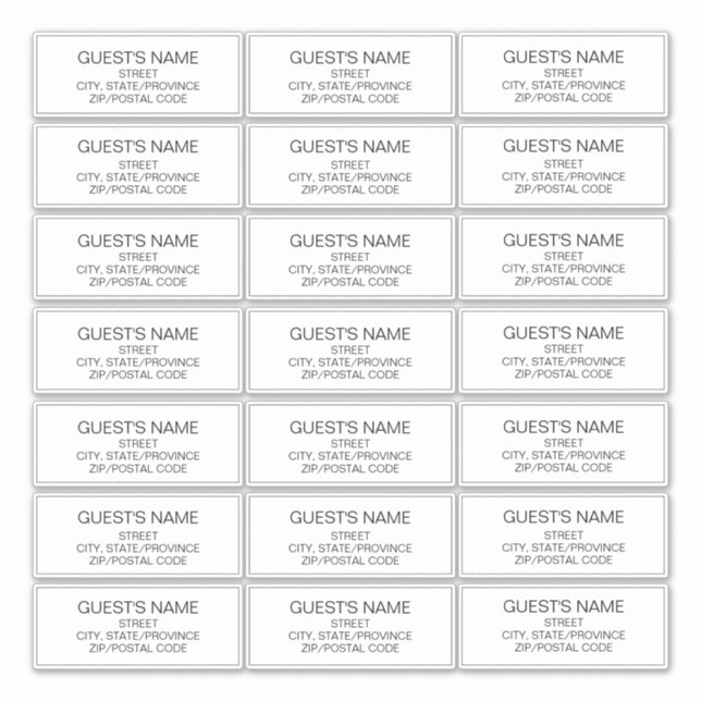 Custom Guests Address Labels Black And White (Front)