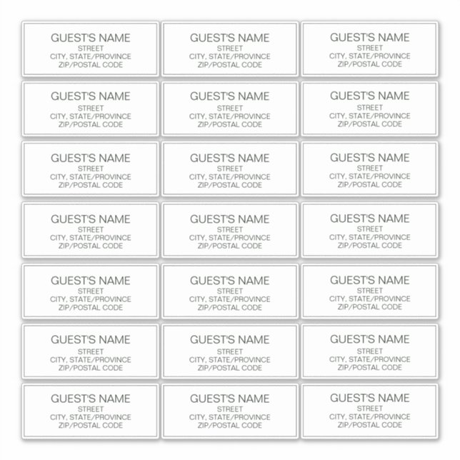 Custom Guests Address Labels Dark Green (Front)