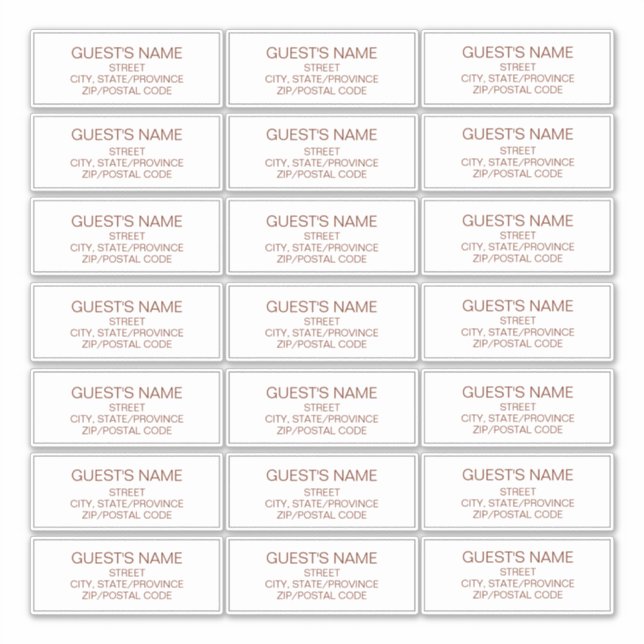 Custom Guests Address Labels Terracotta/Brown (Front)