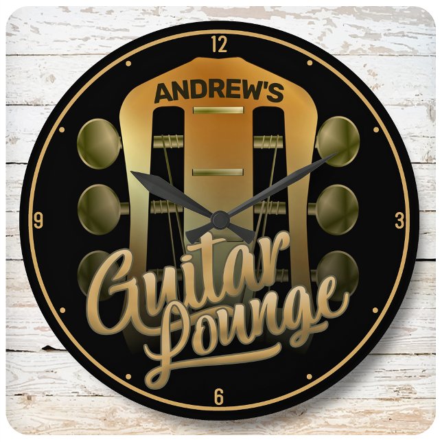 Custom Guitarist NAME Rock Music Guitar Lounge Bar Large Clock (Creator Uploaded)