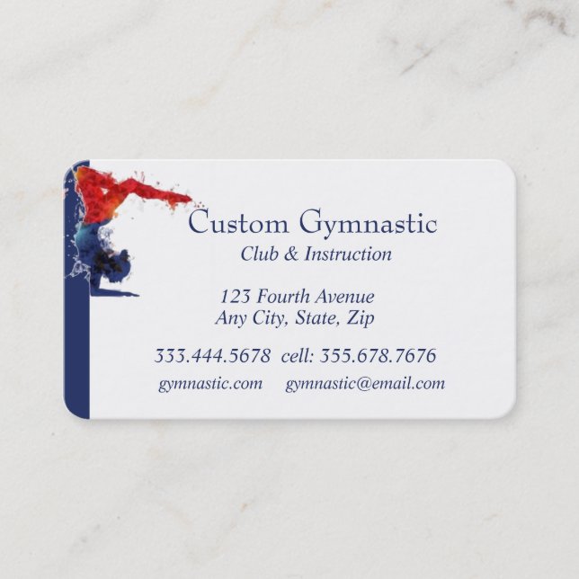 Custom Gymnastic Club Instructor  Business Card (Front)