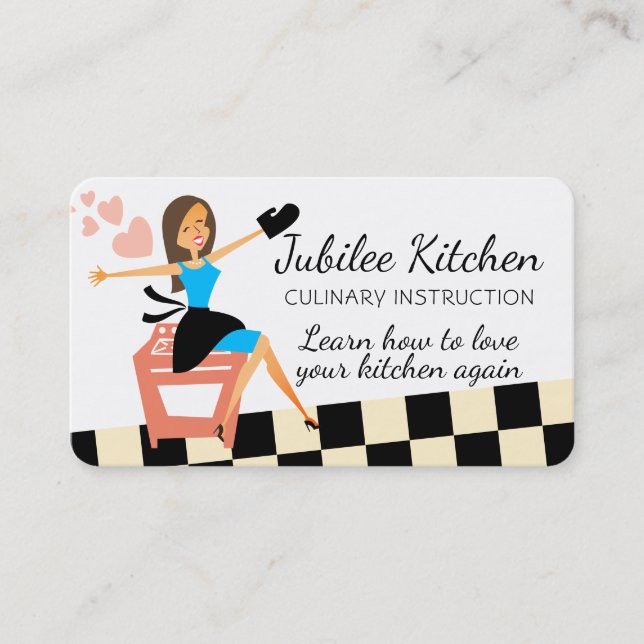 Custom hair colour woman cooking class chef business card (Front)