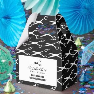 Custom hair salon or barber shop opening favour box