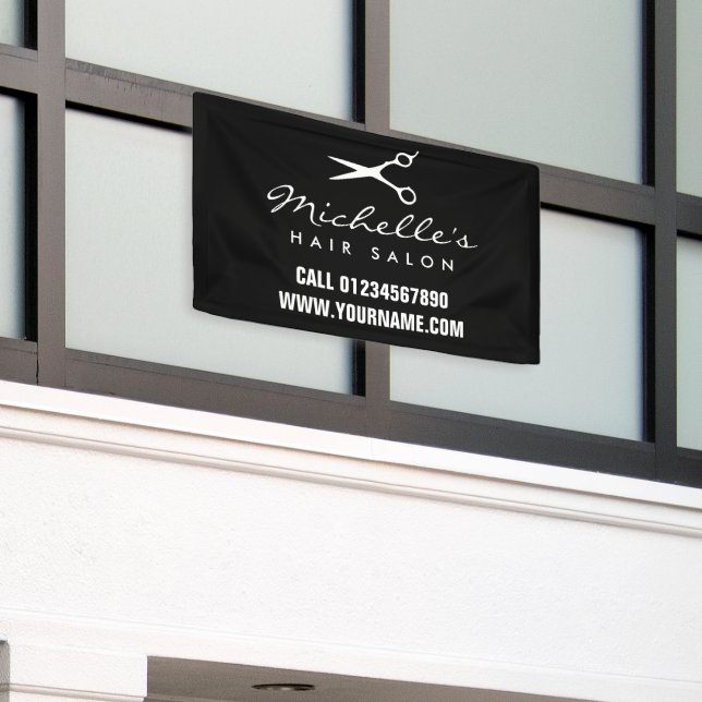 Custom hair salon outdoor advertising banner (Outside Building)