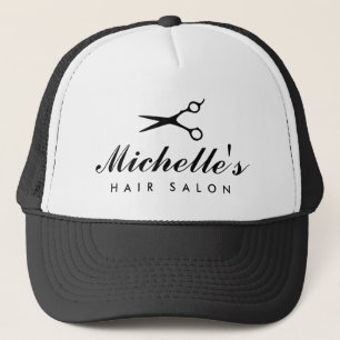 Custom hair salon trucker hat for hair stylist