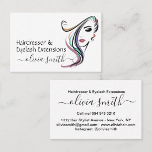 Custom Hairdresser & Eyelash Extensions Business Card