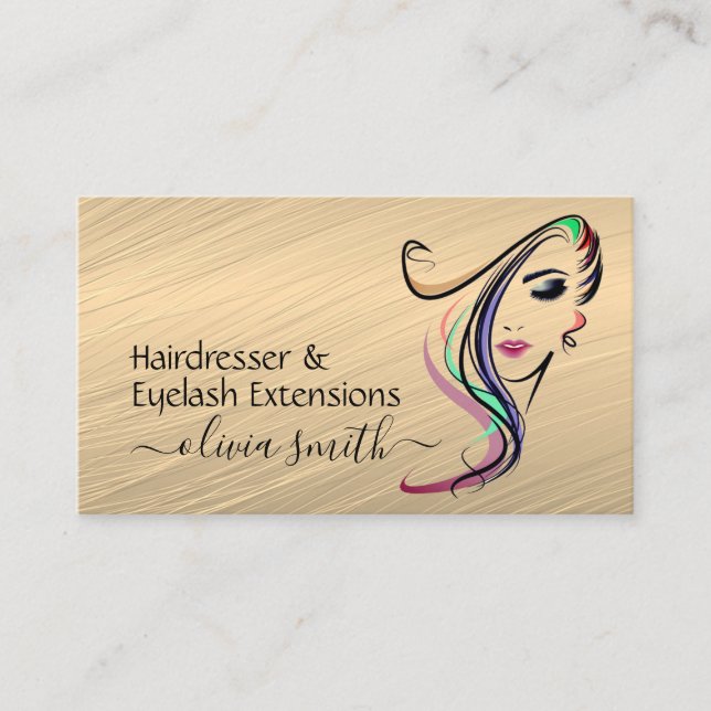 Custom Hairdresser & Eyelash Extensions Business Card (Front)