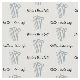 Custom Hairdresser Grey Scissor Comb Fabric
