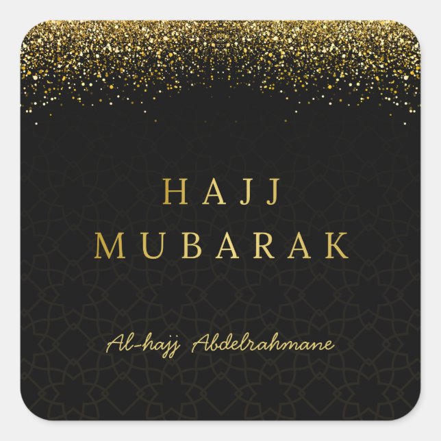 Custom Hajj Mubarak Design Square Sticker (Front)