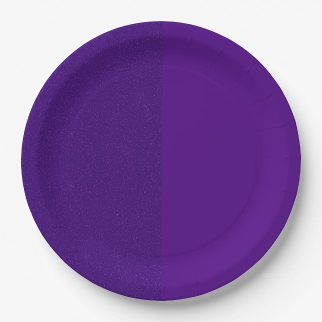 Custom Half-Glitter Half-Matte Purple Paper Plate (Front)