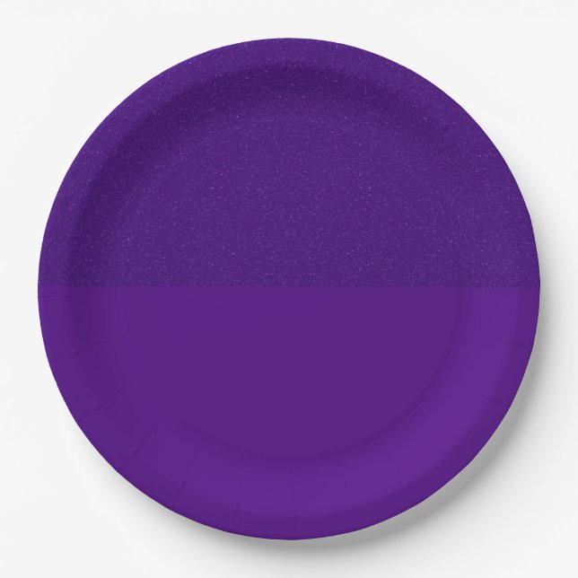 Custom Half-Matte Half-Glitter Purple Paper Plate (Front)