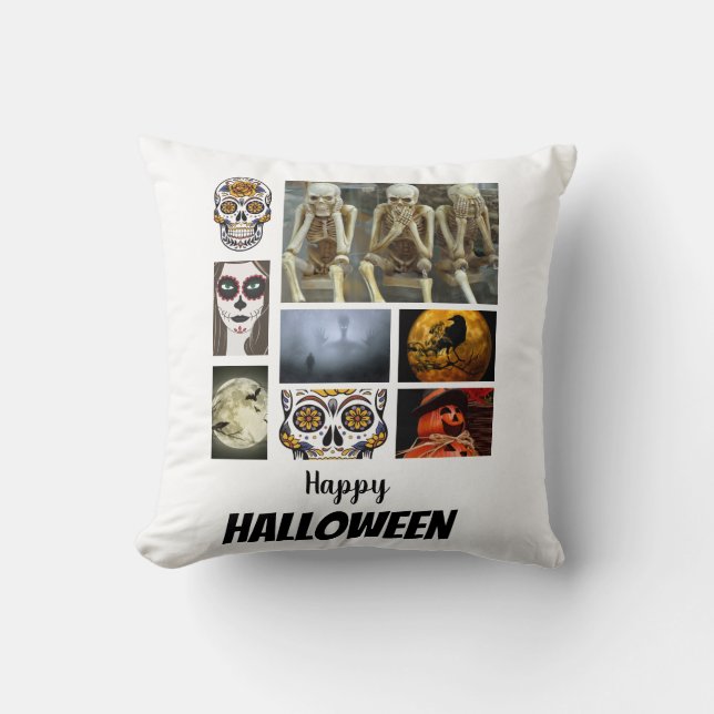 Custom Halloween 8 Photo Collage   Cushion (Front)