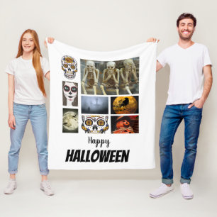 Custom Halloween 8 Photo Collage   Fleece Blanket