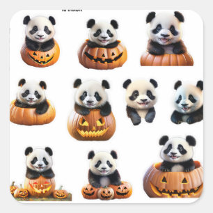 Custom Halloween Baby Panda Personalise Cute  Square Sticker